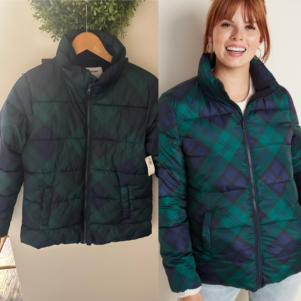 Bnwt old navy tartan plaid puffer coat size small